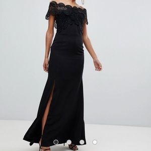 Off the shoulder maxi dress with side slit